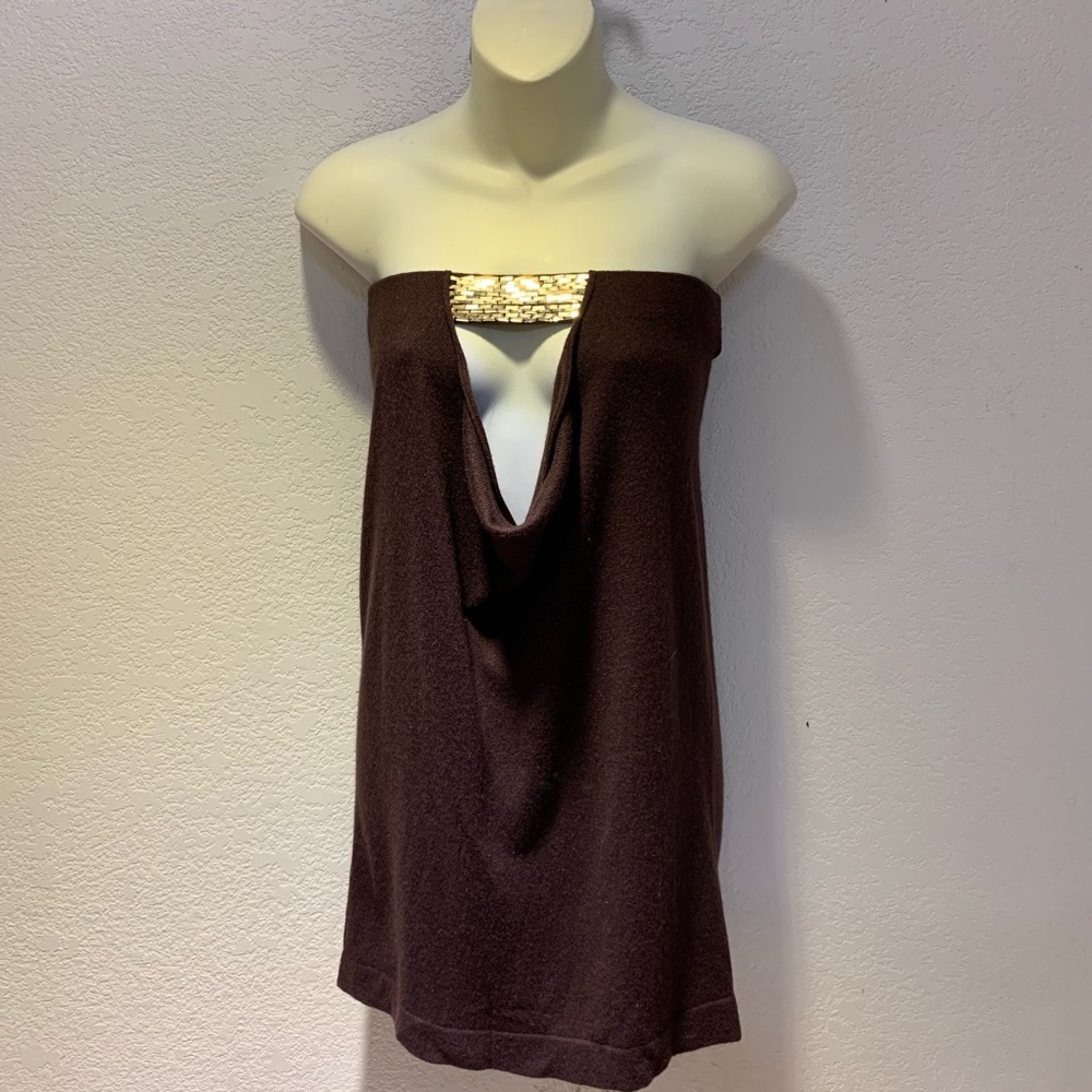 BCBG MAX AZARIA 100% CASHMERE BEADED KNIT TOP, M